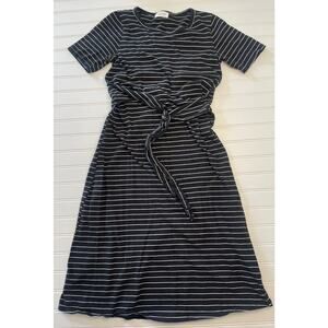 Orange Creek Black White Striped Cotton Dress Tie Waist - Size Women's Small